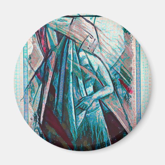 Cubist Art Deco Belly Dancer Magneet (Voorkant)