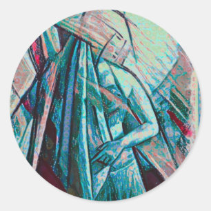 Cubist Art Deco Belly Dancer Ronde Sticker