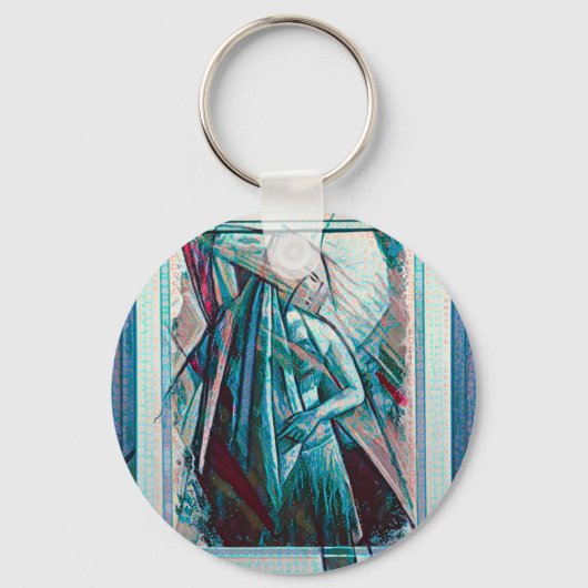 Cubist Art Deco Belly Dancer Sleutelhanger (Voorkant)