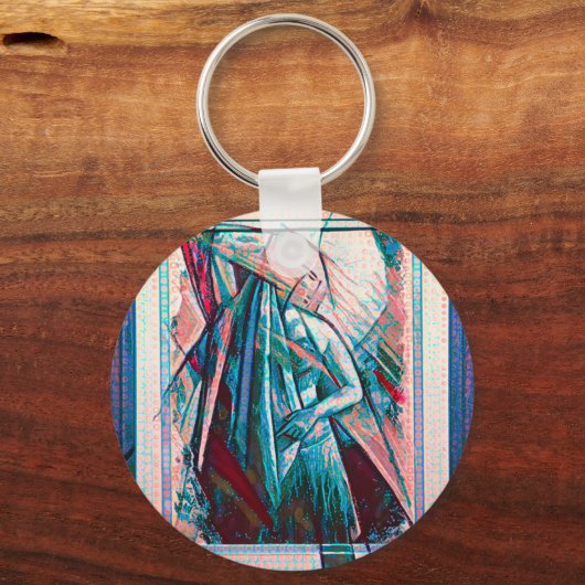 Cubist Art Deco Belly Dancer Sleutelhanger (Voorkant)