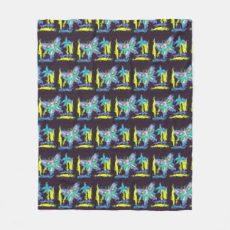 Cubist Butterflies en Flowers Fleece Blanket