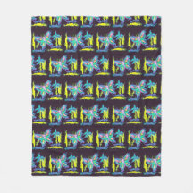 Cubist Butterflies en Flowers Fleece Blanket
