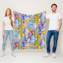 Cubist Cats - The Mininos Fleece Deken