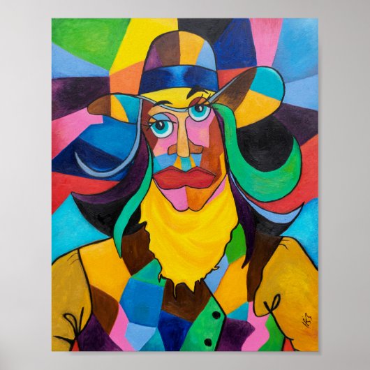 Cubist Cowgirl Pop Art Poster (Voorkant)