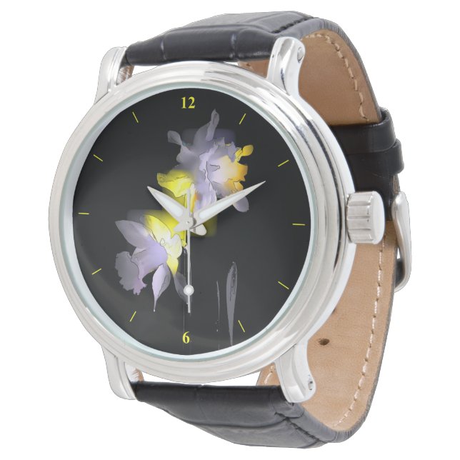 Cubist Daffodils Horloge (Gekanteld)