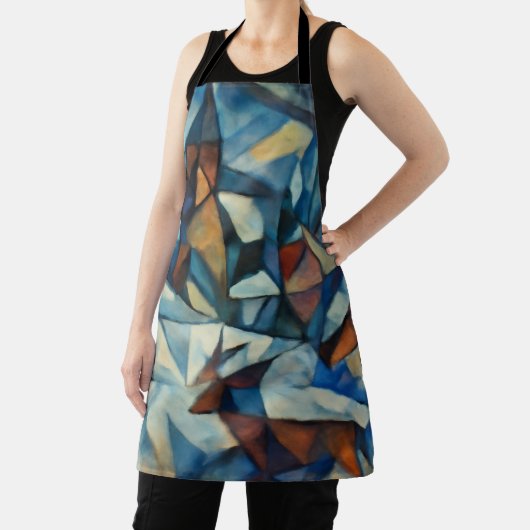 Cubist Expressionist Winter Village Apron Schort (Insitu)