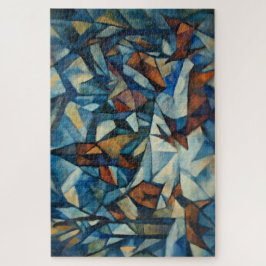 Cubist Expressionist Winter Village Jigsaw Puzzle Legpuzzel