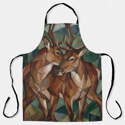 Cubist Expressionst Style Reindeer Apron Schort (Voorkant)