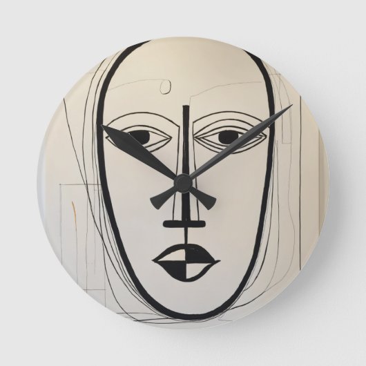 Cubist Face Art - Abstract Ontwerp Ronde Klok (Voorkant)