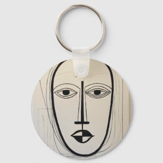 Cubist Face Art - Abstract Ontwerp Sleutelhanger