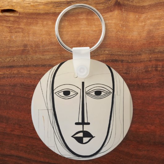 Cubist Face Art - Abstract Ontwerp Sleutelhanger (Voorkant)