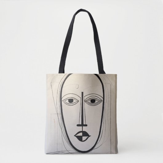 Cubist Face Art Canvas tas - Uniek Abstract Design (Voorkant)