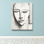 Cubist Face Stretched Canvas Afdrukken (Insitu (Houten vloer))