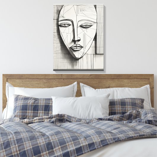 Cubist Face Stretched Canvas Afdrukken (Insitu (Slaapkamer))