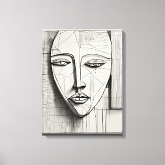 Cubist Face Stretched Canvas Afdrukken