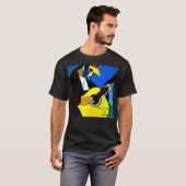 Cubist gitaarspeler. bewerkbare tekst. t-shirt (Voorkant volledig)
