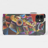 Cubist Jazz Sax Fine Art iPhone Case (Achterkant (horizontaal))