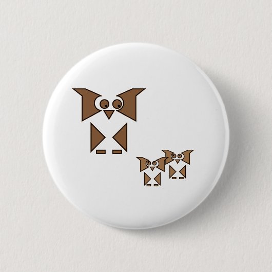 Cubist Owl Ronde Button 5,7 Cm (Voorkant)