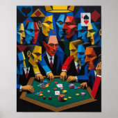 Cubist stijl poker spelers rond de tafel poster (Voorkant)