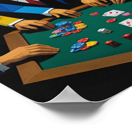 Cubist stijl poker spelers rond de tafel poster (Hoek)