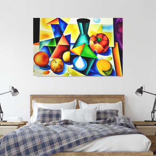 Cubist Stilleven Canvas Print (Insitu (Slaapkamer))