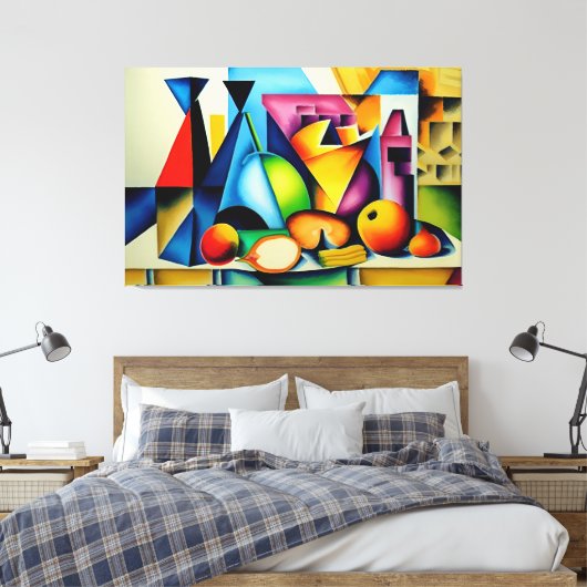 Cubist Stilleven Canvas Print (Insitu (Slaapkamer))