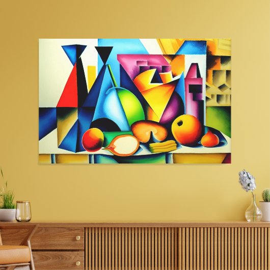 Cubist Stilleven Canvas Print (Insitu (Woonkamer))
