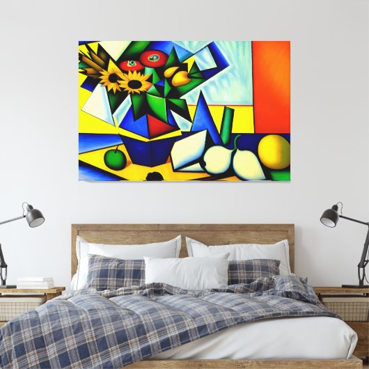 Cubist Stilleven Canvas Print (Insitu (Slaapkamer))