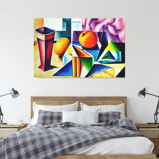 Cubist Stilleven Canvas Print (Insitu (Slaapkamer))