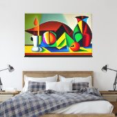 Cubist Stilleven Canvas Print (Insitu (Slaapkamer))