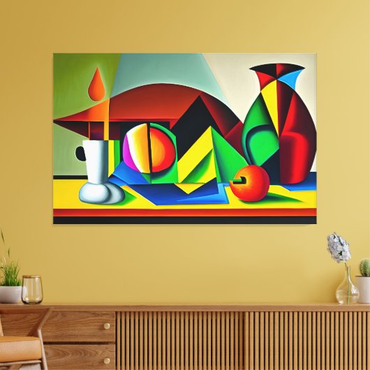 Cubist Stilleven Canvas Print (Insitu (Woonkamer))
