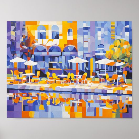 Cubist Street Café met Bogen Poster (Voorkant)