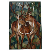 Cubist Style Reindeer Gift Bag Medium Cadeauzakje (Achterkant)
