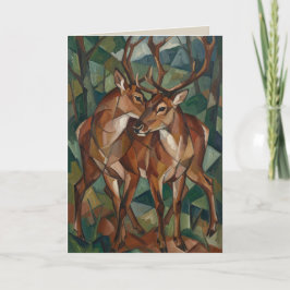 Cubist Style Reindeer Greeting Card Feestdagen Kaart