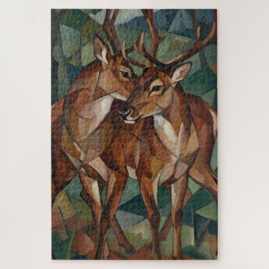 Cubist Style Reindeer Jigsaw Puzzle Legpuzzel (Verticaal)