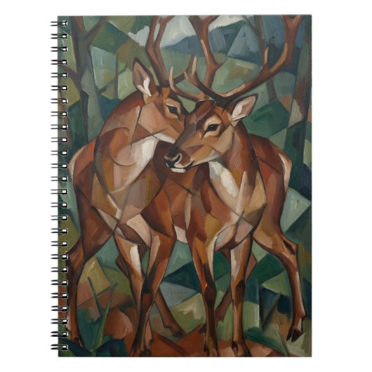 Cubist Style Reindeer Notebook Notitieboek (Voorkant)