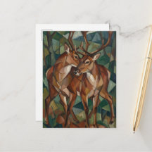 Cubist Style Reindeer Postcard
