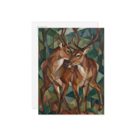 Cubist Style Reindeer Postcard Feestdagenkaart