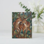 Cubist Style Reindeer Postcard Feestdagenkaart (Staand voorkant)