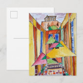 Cubist Style Waterverf Plaka | Athene, Griekenland Briefkaart (Voorkant / Achterkant)