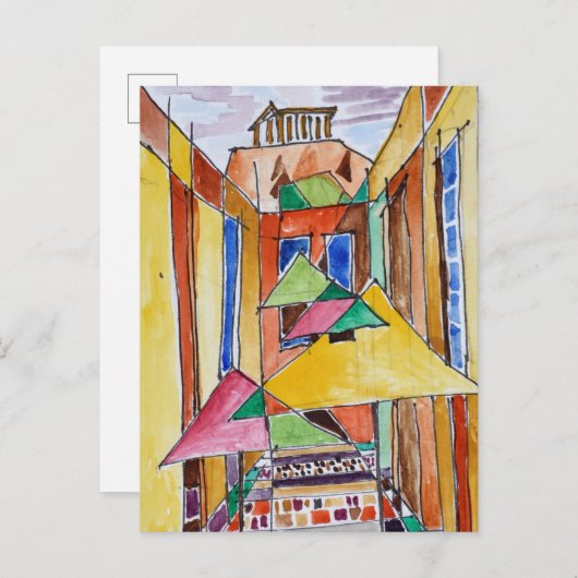Cubist Style Waterverf Plaka | Athene, Griekenland Briefkaart (Voorkant / Achterkant)