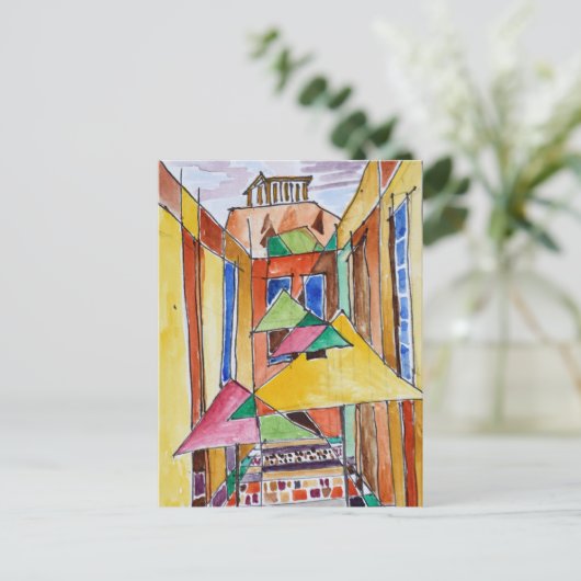 Cubist Style Waterverf Plaka | Athene, Griekenland Briefkaart (Staand voorkant)
