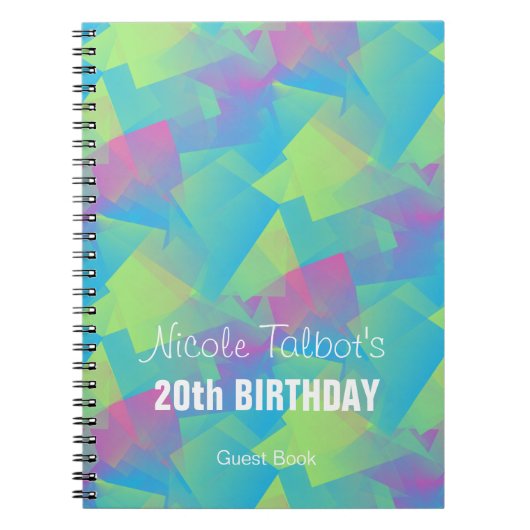 Cubistisch Abstract pastei 20th Birthday Guest Boo Notitieboek (Voorkant)