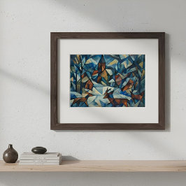 Cubistisch Expressionistische Winterdorp Poster