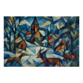 Cubistisch Expressionistische Winterdorp Poster (Voorkant)