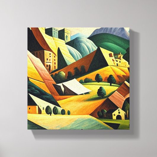 cubistisch landschap canvas afdruk (Voorkant)