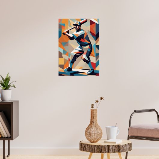 Cubistisch Poster van Honkbalspeler (Woonkamer 3)