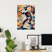 Cubistisch Poster van Honkbalspeler (Thuiskantoor)