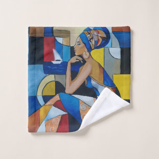 Cubistische Afrikaanse Vrouw Bad Handdoek | Kracht