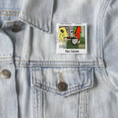 Cubistische Castro NeoCubisme Grappig Vierkante Button 5,1 Cm (In situ)